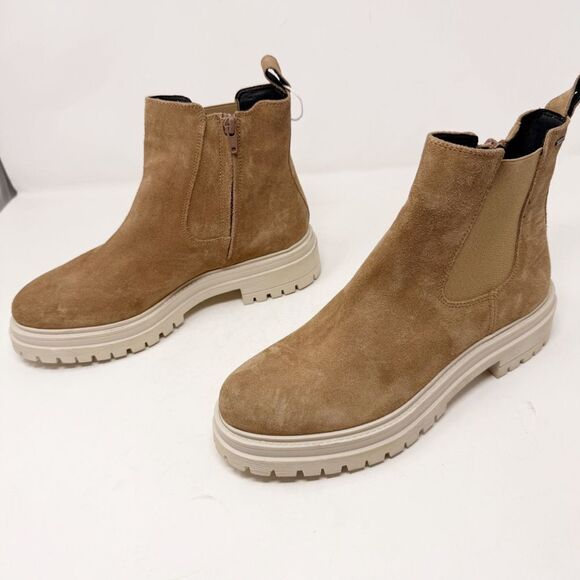 Geox Suede Brown Waterproof Lug Sole Chelsea Boots Size 40 - Picture 5 of 8